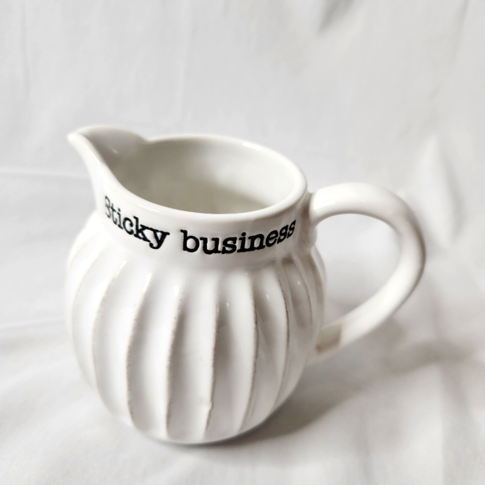 Pier 1 White Ceramic Syrup Pitcher